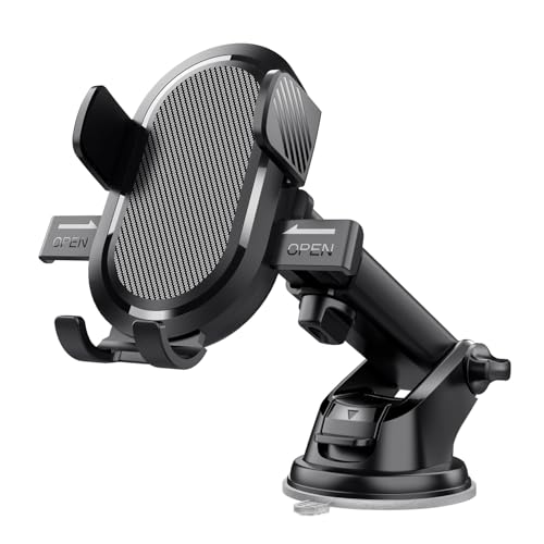 Image of One7 Car Phone Holder with Suction Cup | Adjustable Dashboard & Windshield Holder | One-Hand Operation Gravity Trigger | 360 Rotation + Extendable Arm | Fits Most Smartphones