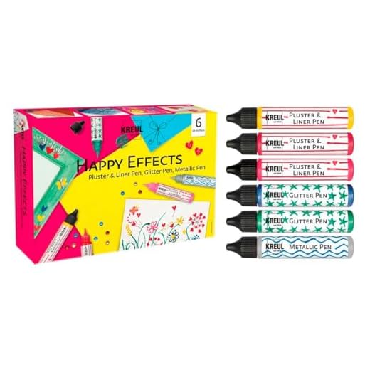 KREUL 49832 - Set de Efectos Felices, 6 x pinturas decorativas y de efectos, 3 x pinturas hinchables, 2 x pinturas de purpurina, 1 x pinturas metálicas