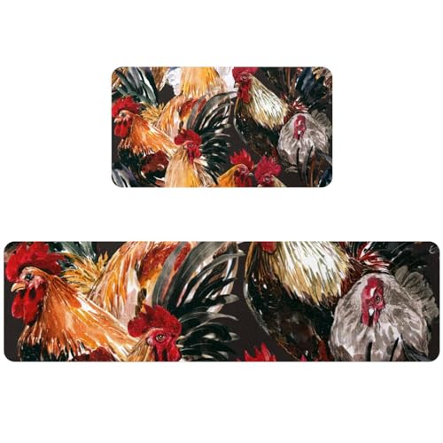 Tapete de cocina lavable de 2 piezas con base antideslizante 2