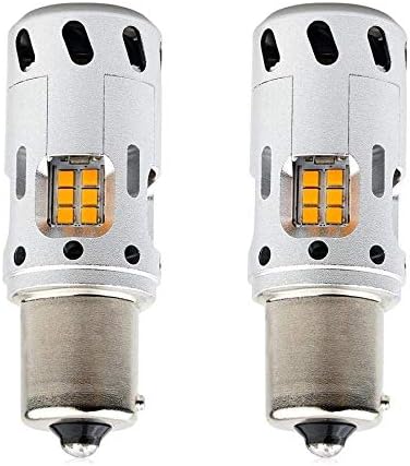 Amazon Auto Ideas Ledウインカー バルブ 改良版 50w 2400lm Oslam社製csp1919チップ採用 Dc 12v専用 極性なし ハイフラ防止抵抗内蔵 キャンセラー内蔵 アンバー２本セット S25シングルピン角150度 1156 ウィンカー サイドマーカー 車 バイク