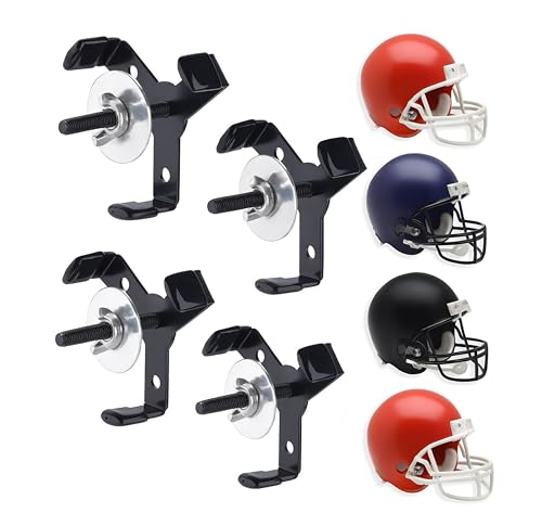 Hidden Football Helmet Wall Mount Display Heavy Duty Metal Hanger Holder for Full and Mini Helmets Floating Football Helmet Shelf Case Stand Hardwares Included Black Pack of 2 (2)