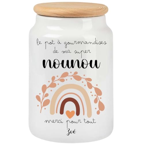 henrietteandco Pot à Cookies Nounou Personnalisé avec Prénom | Cadeau Original Fin de Contrat Crèche ou Remerciement | Boîte à Biscuits Hermétique...