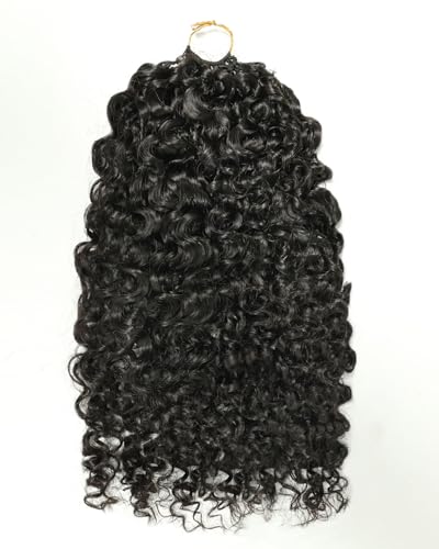 BEEOS Remy Human Crochet Hair Burmese Curly Pre-Separated Knotless Feather Crochet Human Hair for Women 18 Inch Miracle Knots and Reusable 40g