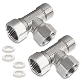 2 Stück 3/4" Edelstahl T-Stück Schwenkrohrverschraubung, 3/4 Zoll IGxIGxAG 304 Edelstahl T-Stück 90°, DN20 T-Stücks Wasseranschluss, 3-Wege-T-Verbindungsstück Kupplung für Sanitär Kälteanlage