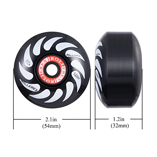 Rollerex Phaser 92A 54Mm Skateboard Wheels (Steel Black (W/Bearings, Spacers And Washers), 54Mm) #TOP2