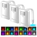 Chunace Toilet Night Lights 3 Pack, Motion Sensor Activated LED 16 Color Glow Bowl Lamp for Bathroom Decor, Cool Fun Room Housewarming Gadgets Gift for Dad, Men, Kids (Battery Not Included)