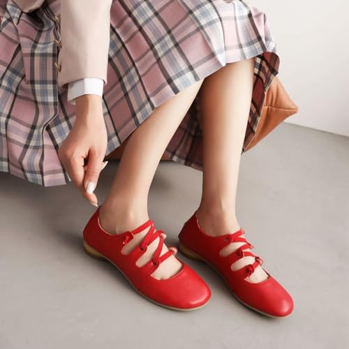 Women's Girls Mary Janes Ballet Flats Round Toe Comfort Elastic Slip On Ballerina Dress Walking Shoes3