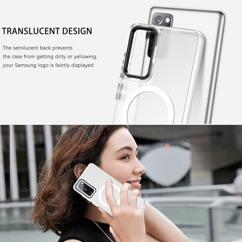 DUEDUE Design for Samsung Galaxy S20 FE Case Magnetic[Compatible with Magsafe], Translucent Matte Back Full Body Protective Cover Anti-Scratch Shockproof Phone Case for Samsung S20 FE 4G/5G, White by DUEDUE - Used condition - Image 4
