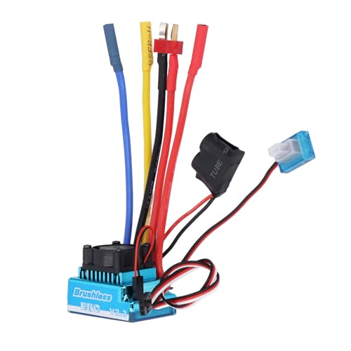 Yuecoom 60A ESC, 60A RC Brushless Motor, 60A Electronic Speed Controller, 60A Brushless ESC for 1/10 Scale Remote Control Cars, Boats, Aluminum Alloy, Plastic