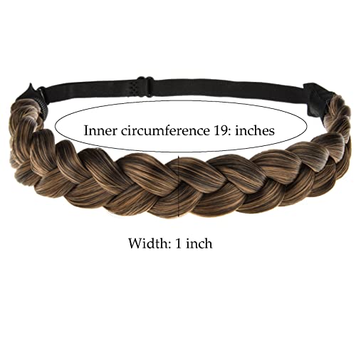Toecwegr Braid Headband 3 Strands Synthetic Braided Hair Headbands Classic Chunky Plaited Elastic Multi-Color Ladies Beauty Hair Braid (Toue240) #TOP4