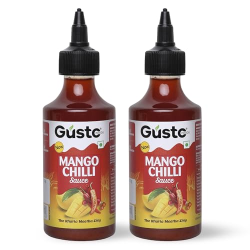 Gusto Foods Mango Chilli Sauce 480gm (Pack of 2) | Sweet and Sour Mango Sauce | Aam Chutney | Khatta Meetha Pickled Mango Sauce