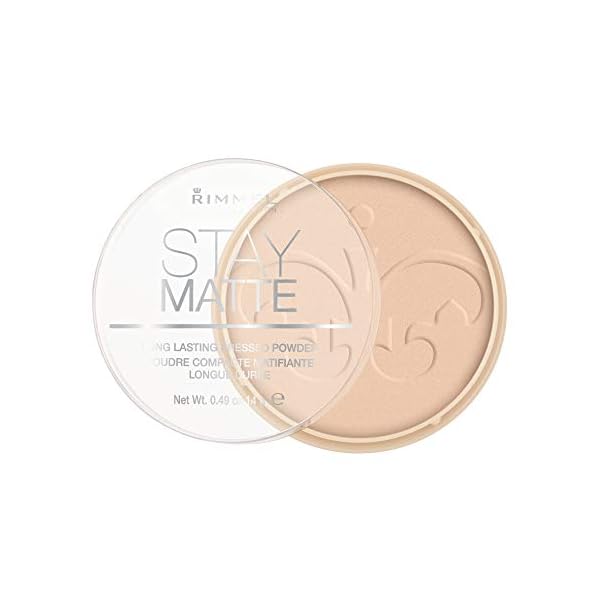 Rimmel London Stay Matte - 011 Creamy Natural - Pressed Powder, Lightweight, High Coverage, Shine Control, 0.49oz