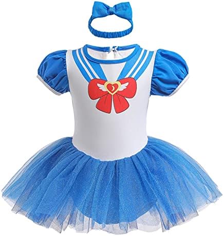 CinheyU Baby Girls Princess Costume Sailor Moon Halloween Outifts Birthday Romper Tutu Dress w/Headband 6-9M
