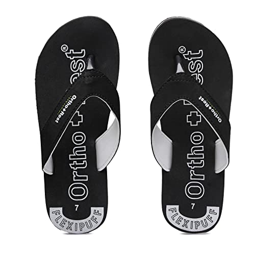 Image of Ortho + Rest 100% Comfort Extra soft Men's Black Flip-Flops-6 (M555BLACK6)