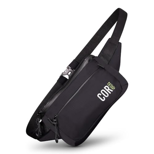 Crossbody Fanny Pack, Belt Bag with Adjustable Straps | Weather Resistant Waist Pack with YKK Zippers for Workout Running Traveling Hiking (Black, 1L)