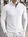 JMIERR Mens Quarter Zip T Shirts Quick Dry Ribbed Athletic Running Workout Shirts 2026 Clothes Breathable Stretch Flexible Pullover Tee, Medium, A White