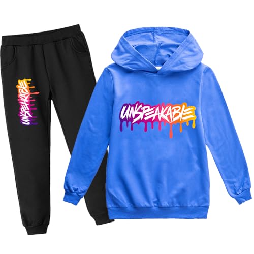 JIAZHONG Boys Tracksuit Hoodie Sweatshirt and Pants Cartoon Letter Kids Clothes Sets for 4-13 Years