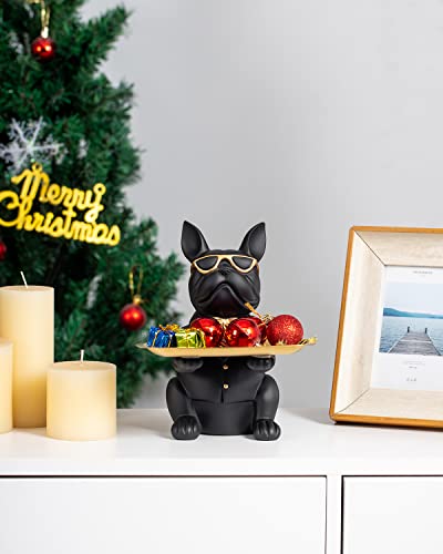 Bwytbwy French Bulldog Statue, Black Dog Butler Statue, Statues For Home Decor, French Bulldog Decor, Resin Bulldog Sculpture Tray, Dog Piggy Bank, Key Tray For Entryway Decor, Black Decor Statue #TOP4