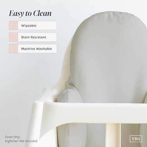 Image of Yeah Baby Goods Wipeable Cushion Cover (Grey) - Compatible with The IKEA Antilop Highchair - Soft, Waterproof Baby High Chair Cover