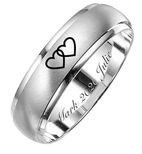 Personalized Double Heart Silver Ring Engraved Free - Custom Silver