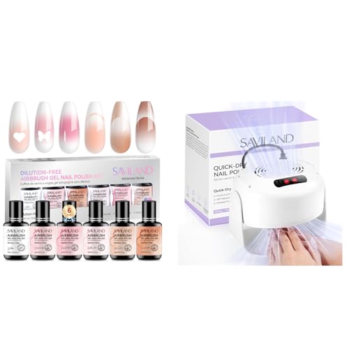 SAVILAND 6PCS Airbrush Gel Nail Polish & Essentials 600W Fast