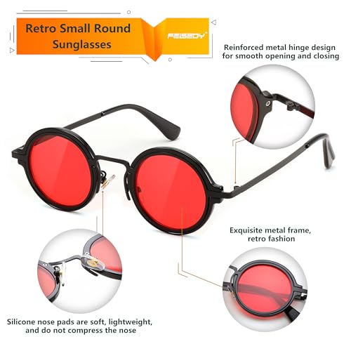 FEISEDY Retro Small Round Sunglasses for Men Women Classic Vintage Hippie Circle Style UV Protection B02084