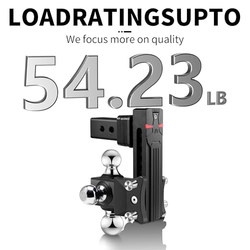 Airbird Anti-Rattle Adjustable Trailer Hitch Ball Mount, 2-Inch Receiver, 7 Inch Drop, 2 and 2-5/16-Inch Balls, 18,000 LBS, Truck Hook Three Balls Mount for Towing RVs and Motorcycles