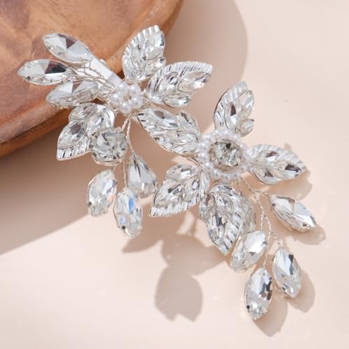 Pinza de pelo con flores de perlas y filigrana de plata fina