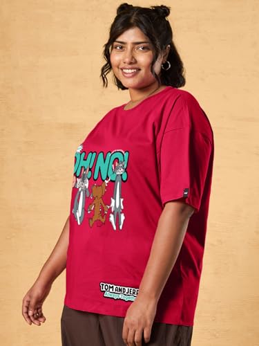 Image of Bewakoof Women's Cotton Cartoon Oversized Fit T-Shirt