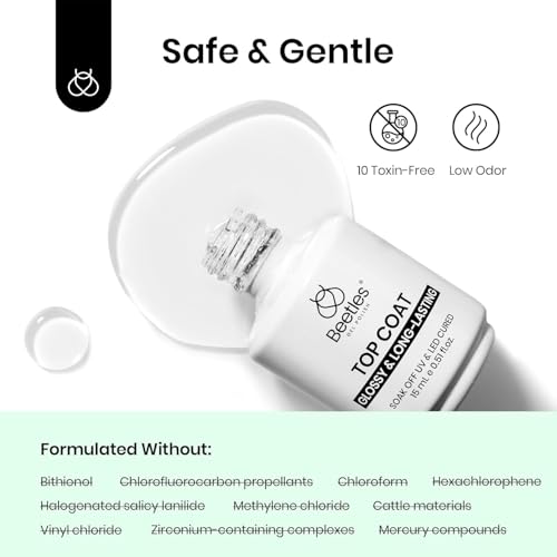 Image of Beetles 2Pcs 15ml Gel Base and Top Coat Set - Upgrade No Wipe Extra Glossy Top Coat Finish for Gel Nail Polish, Soak Off UV /LED Lamp Needed, Essentials for Long-Lasting Manicure Kit
