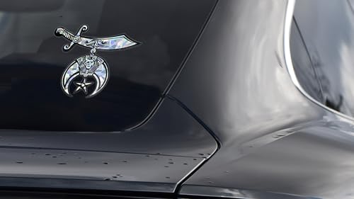 Image of Elektroplate Shriner Masonic Silver Reflective Car Decal 3.6 inch | Premium Weatherproof Automotive Grade Metallic Sticker for Water Bottle, Laptop & More; Made in the USA