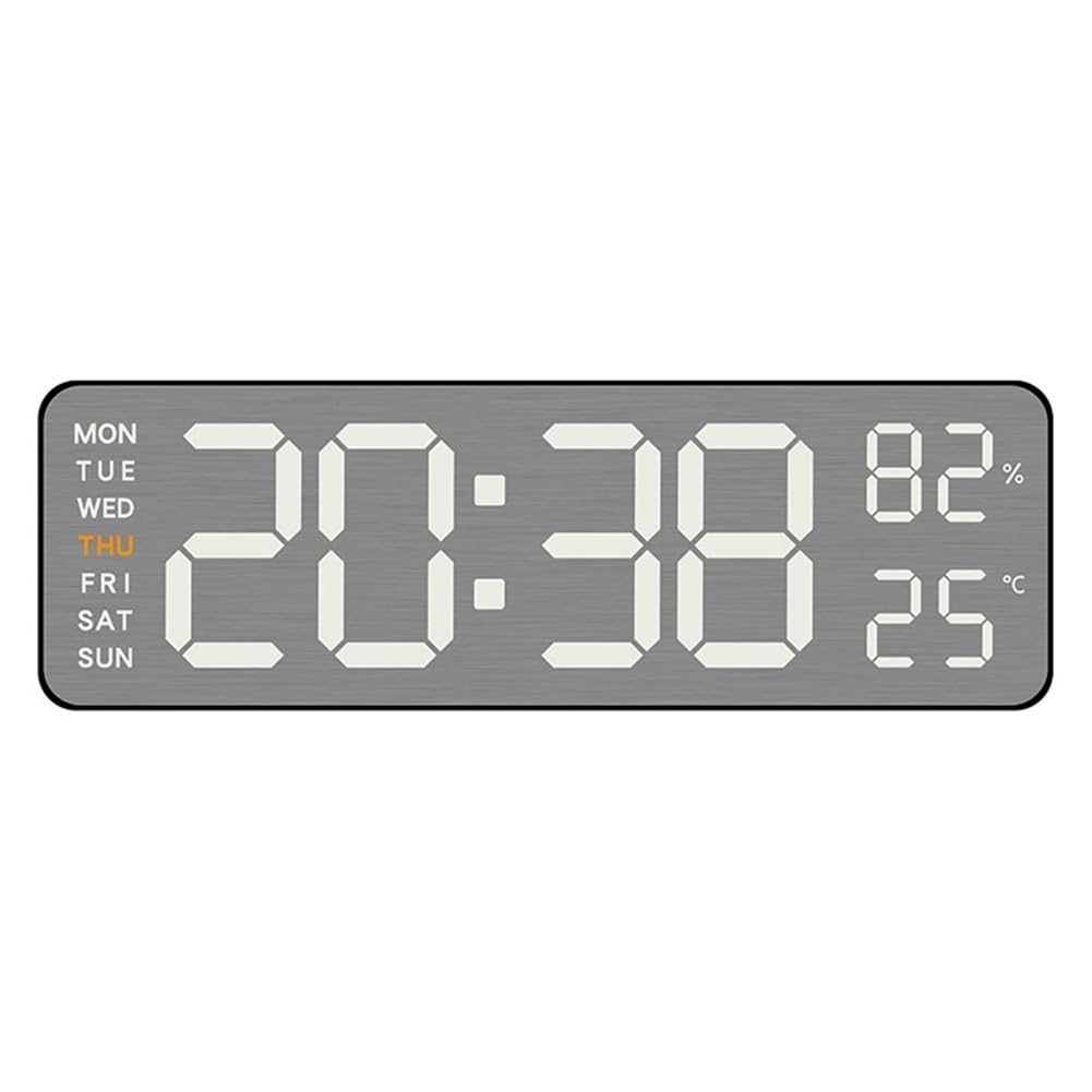UDSKNV[KSL Premium Feel Silent Wall Clock Mirror Brushed Finish Temp Display Alarm Function Table Placement