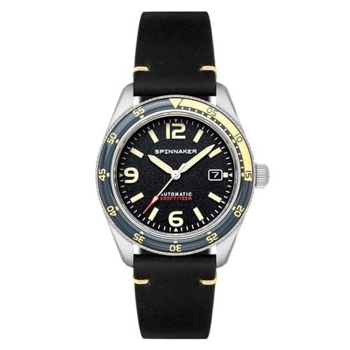 Spinnaker Herren 43mm Fleuss Automatik Sand Grey Uhr mit Echtlederband SP-5055-0B