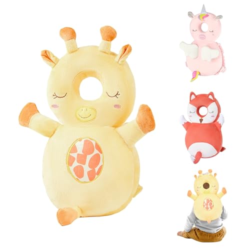 Image of Baby Head Back Protector Backpack Toddler Safety Protector Cushion Pad Soft, Adjustable and Lightweight Design for Safe Walking and Crawling Toddlers Girls and Boys(Giraffe)