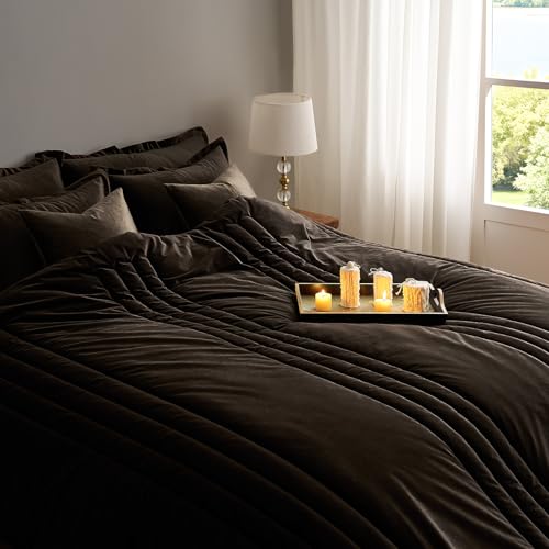 MUSSEL Luxury Brown Velvet California King Size Bed Comforter Set 3 Pieces by MUSSEL - Used condition - Image 9