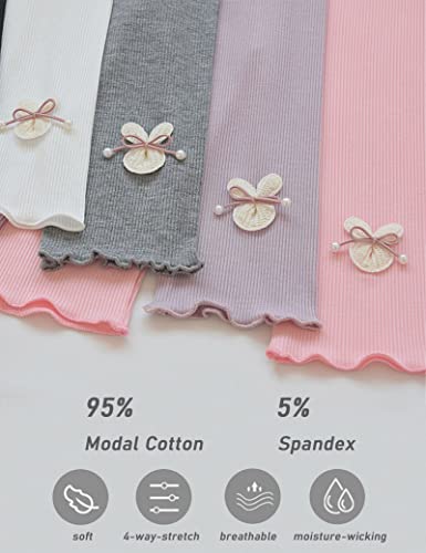 Kiench 5-Pack Girls' Capris Leggings Summer Thin Modal Cotton Kids 3/4 Tights3