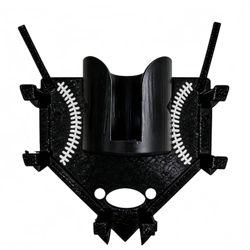MCNULGUR Baseball Softball Dugout Organizer - Fence-Mounted Hanging Holder for Bat Glove Helmet & Water Bottles - with Secure Clips - Heavy-Duty PLA 3D Print, Keeps Dugout Neat & Accessible (Black)