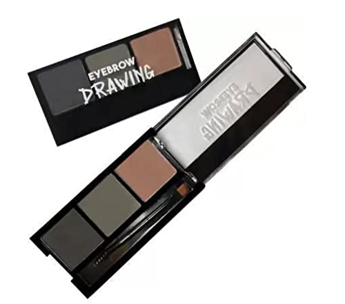 Image of 3in1 Shade Brow Powder, 3Shades Eyebrow Palette with 1 Brush, Ultimate Brow Kit, Eyebrow Filler and Definer for Women, Non-Transfer (Dark Grey, Carbon Grey, Brownish Grey)