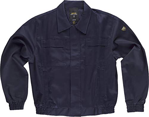 Work Team Cazadora ignífuga, Cremallera Oculta. 100% Algodón. Certificado IGNIFUGO EN11612. Hombre Marino 62/64