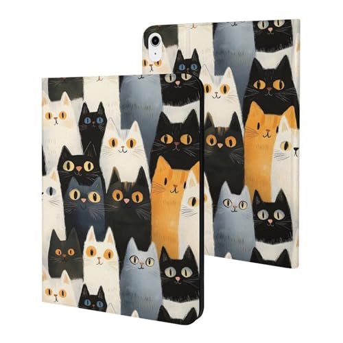 Coque iPad 11 2025 chat kawaii design fin avec support pour etudier au cafe