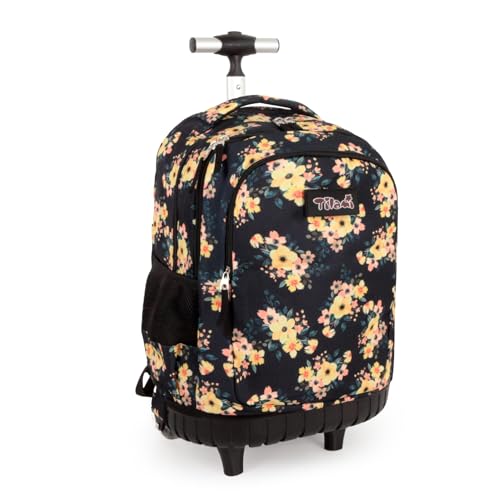 Tilami Rolling Backpack for Boys and Girls Flowers