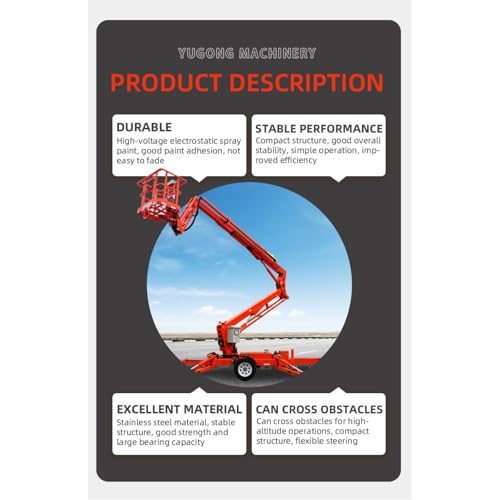 Trailer-Mounted Articulating Boom Lift, Towable Heavy Duty Aerial Work Platform, Portable Man Lift with 360° Rotation & Stable Hydraulic Outriggers for Construction & Landscaping Projects