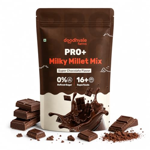 Doodhvale Farms PRO+ Milky Millet Mix, Super Chocolate Flavor, 0% Refined Sugar, 16+ Superfoods, High Protein, 200g