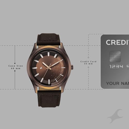 Image of Fastrack Wild Poison Dart Frogs Brown Dial Brown Leather Strap Watch for Men - 3317QL02