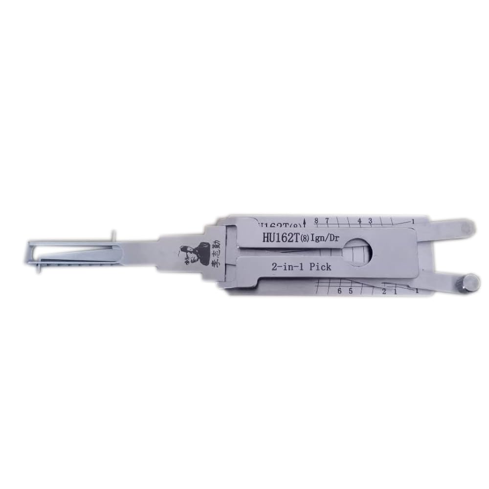 Rlokk Silver Auto Lishi Hu162t (8) 2 In 1 Lock Pick And Decoder For Car, Car Key Reader, Professional Locksmith Tools (Hu162t(8))