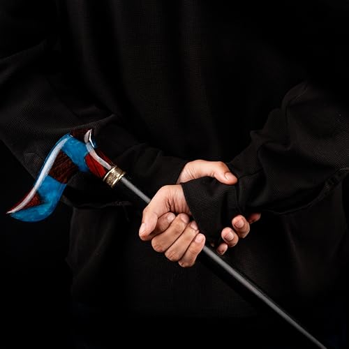 Image of Unique Resin Wood Craft Walking Stick Epoxy Resin Walking Cane for Senior | Original Canes for Men & Women | 36 Inch Black Rosewood Hiking and Walking Stick