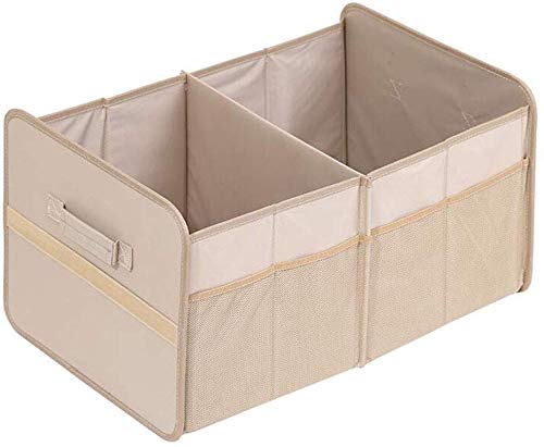 MU Großes Auto Kofferraum Aufbewahrungsbox Stoff Falten, Multifunktions-Auto Aufbewahrungsbox,Beige