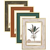 XUANLUO 4 Pack Picture Frames Farmhouse Rustic Picture Frame Sets with Distressed Wood Grain,Display Pictures Tabletop or Wall Decor (Mix Color, 4x6 (4pc))