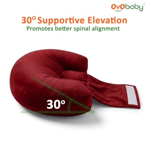 Image of OYO BABY Full Body Support Pillow for Pregnancy | Plush Velvet 4-Piece Maternity Set | Maternity Pillow Bundle | Adjustable Butterfly Design for Back, Belly, Hip and Leg Pain Relief - Maroon