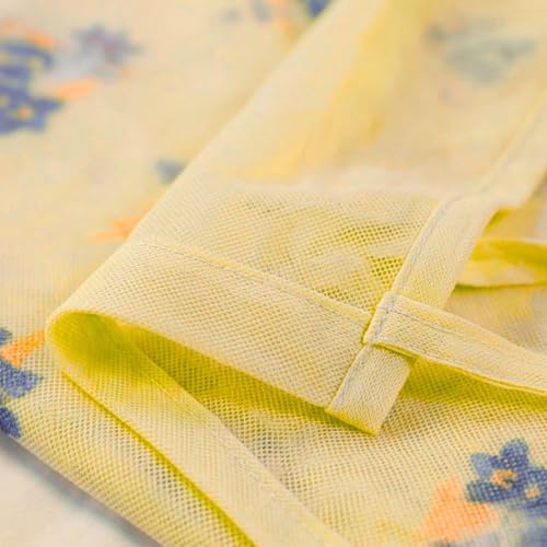 Image of Mosquito Net for King Size Bed - Foldable Square Mosquito Net Double Bed | Mosquito Net for Queen Size Bed | Floral Printed with Base Cloth Mosquitoes Net Sukun Wali Neend (6.5 x 6.5ft, Yellow)
